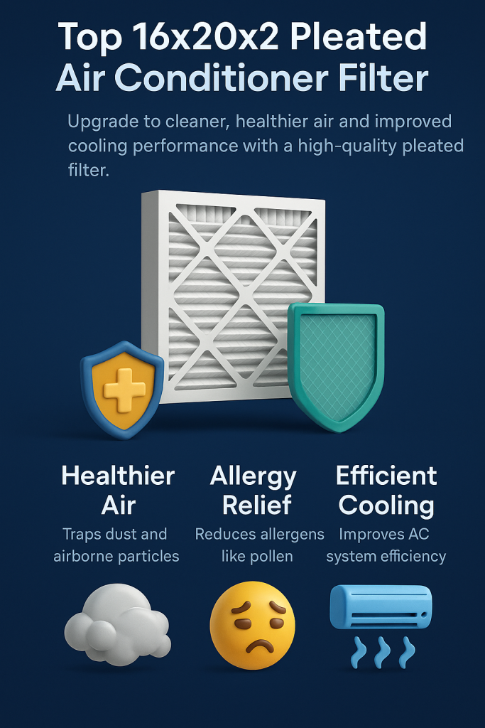 Upgrade to the Top 16x20x2 Pleated Air Conditioner Filter for Healthier Air, Allergy Relief, and a More Efficient Cooling System 2 top 16x20x2 pleated air conditioner filter 1