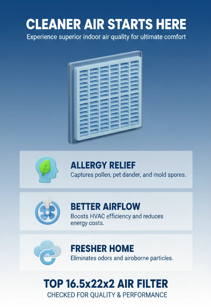 Cleaner Air Starts Here: Top 16.5x22x2 Air Filter for Allergy Relief and Better HVAC Airflow 2 top 16.5x22x2 air filter for allergy relief and better HVAC airflow